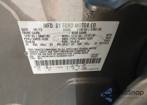 2013 Ford Edge Limited из США, поврежденный, VIN 2FMDK3KC3DBB01201